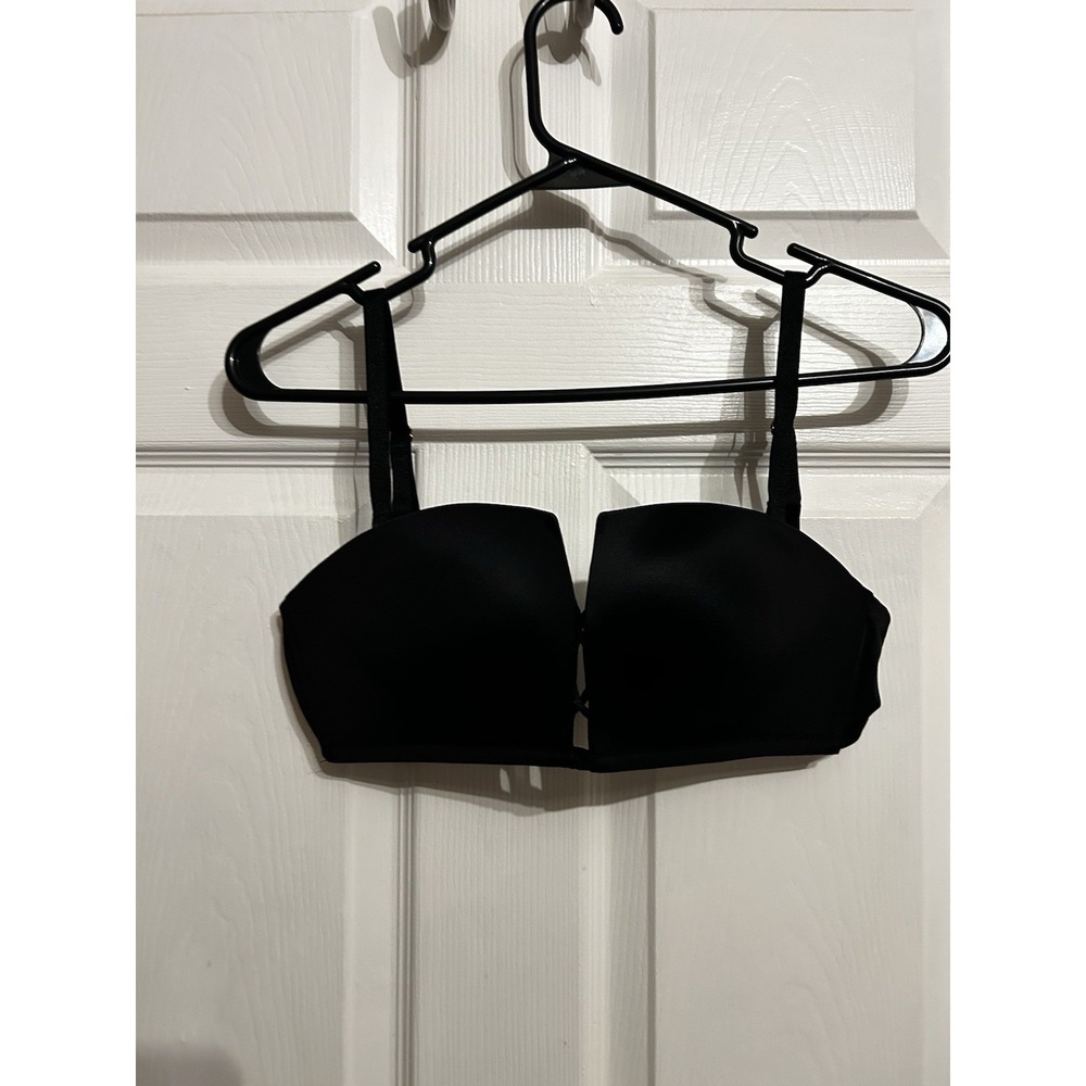 Mod Parfait Bra 34C Deco Padded Wireless Strapless Removable Straps Black‎